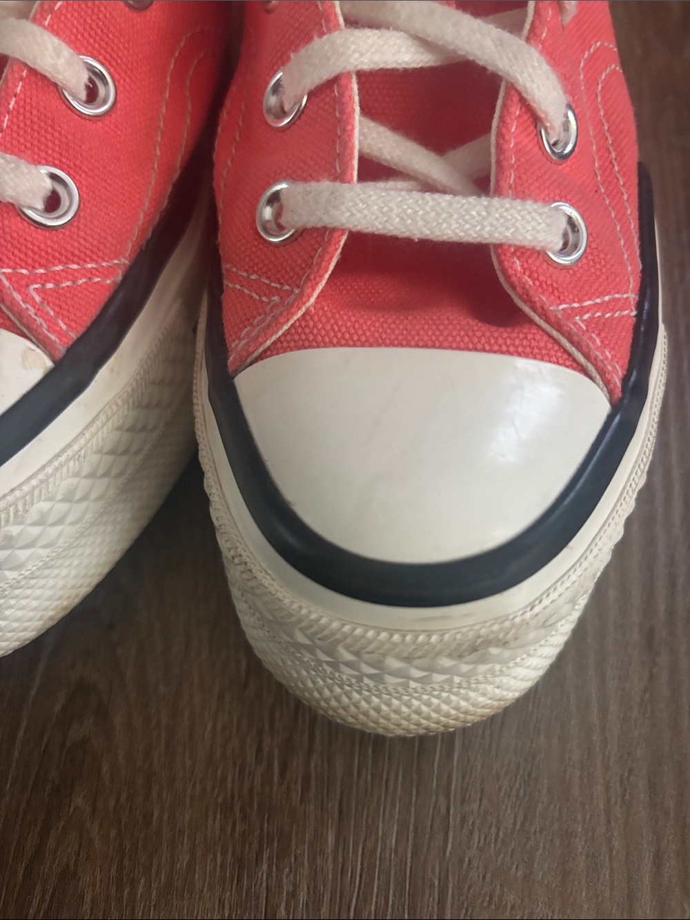 Converse High Top Sneakers - Coral Orange Canvas with White Accents - Picture 6 of 12
